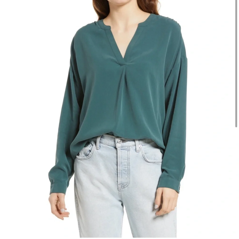 Madewell Sandwashed Popover Top Medium M EUC - Picture 1 of 6